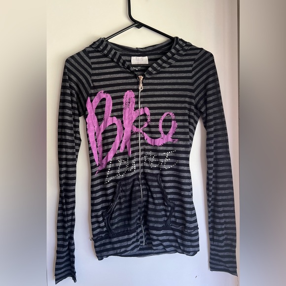 BKE Lounge Y2K Vintage Zip Up Lightweight Sheer Hoodie Jacket - Picture 3 of 11